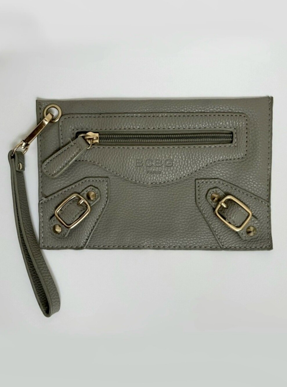 BCBG Small Green Pebbled Wristlet